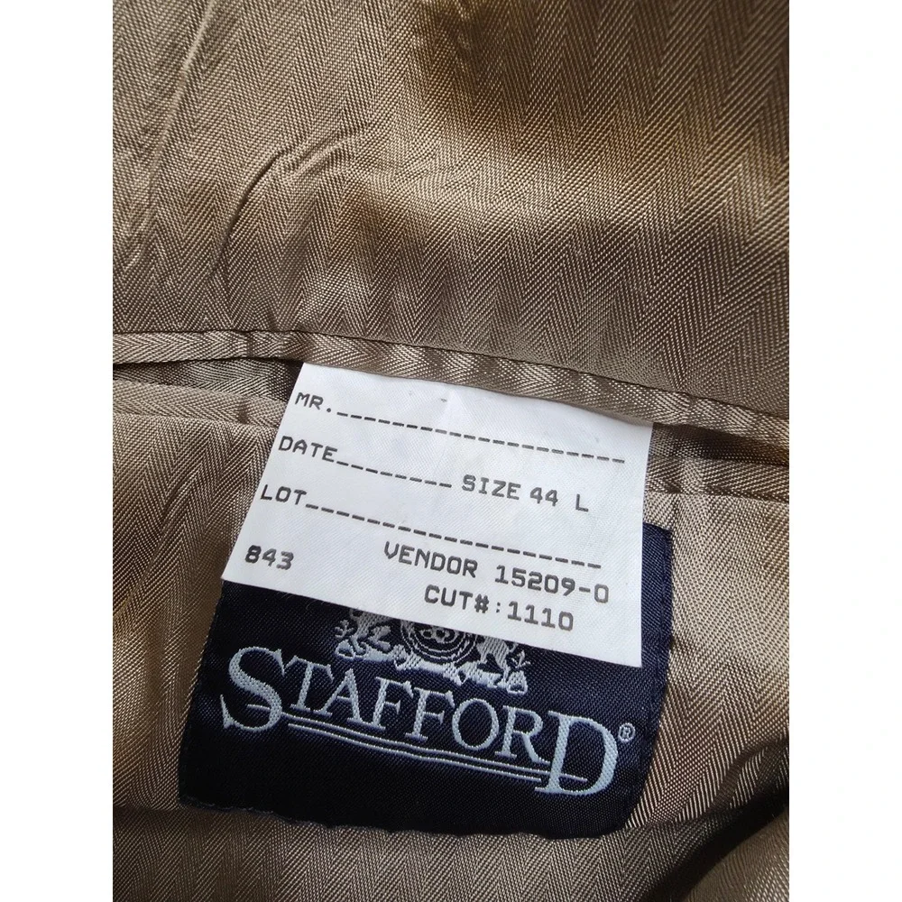 Stafford Blazer Mens 44L Brown Glenplaid Sports Coat Jacket 3‎ Buttons Wool